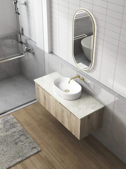 Aulic Cadel Gloss White Pill Above Counter Basin with V Groove Surface 500*320*120MM