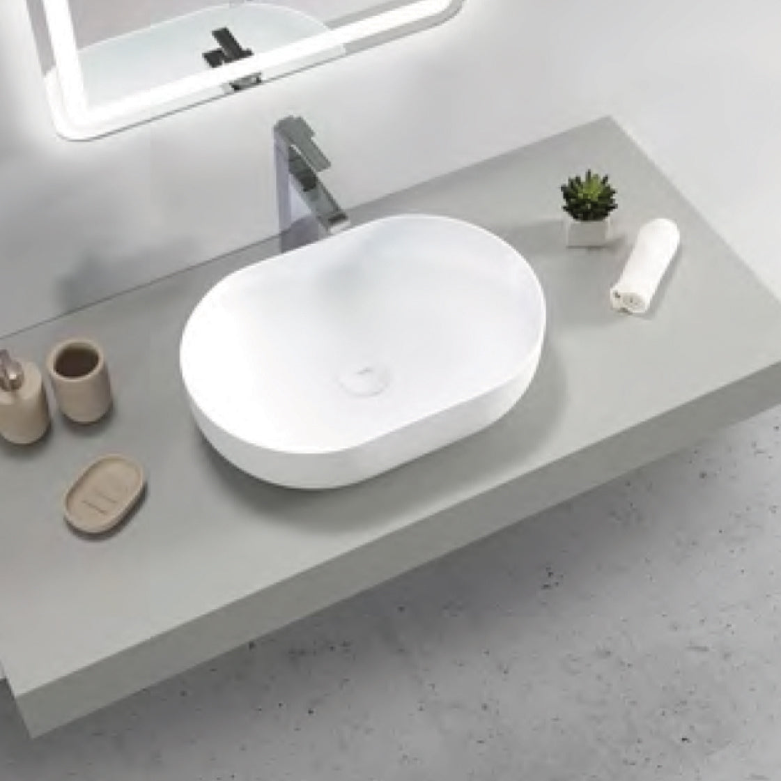 Portofino Solid Surface Basin Matte White 500 x 345 x 135 mm