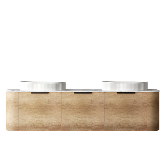Bondi 1800mm Natural Oak Wall Hung Curve Cabinet