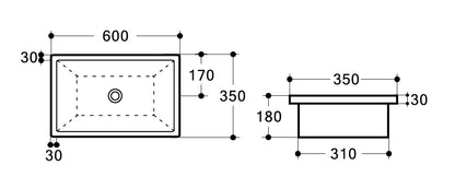 QUBI-II 600mm Under Counter Basin