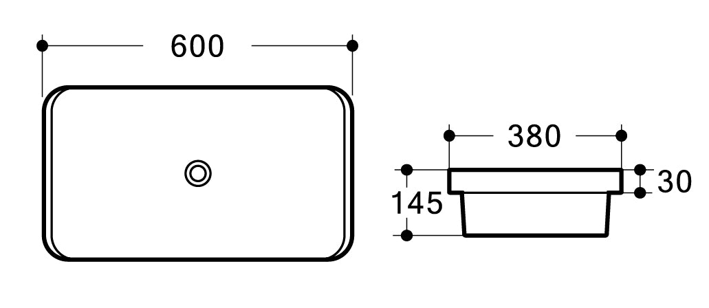 MILAN Insert Rectangular Basin- No Tap hole