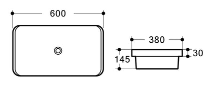 MILAN Insert Rectangular Basin- No Tap hole