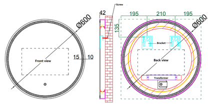 600mm Round Anti Fog LED Mirror