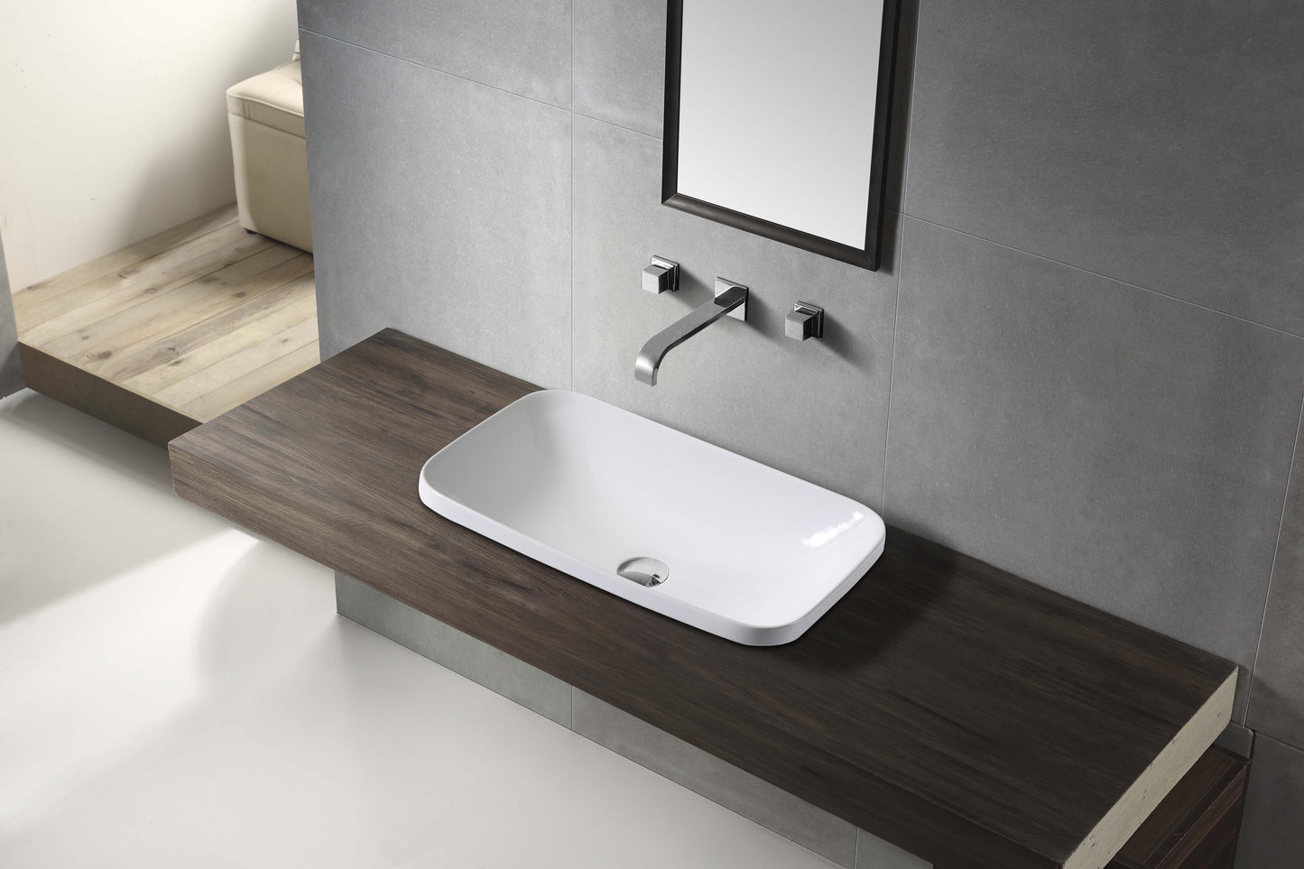 MILAN Half Insert Basin in Matte White Finish