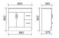 FINO 900x365mm Vanity with Ceramic Top