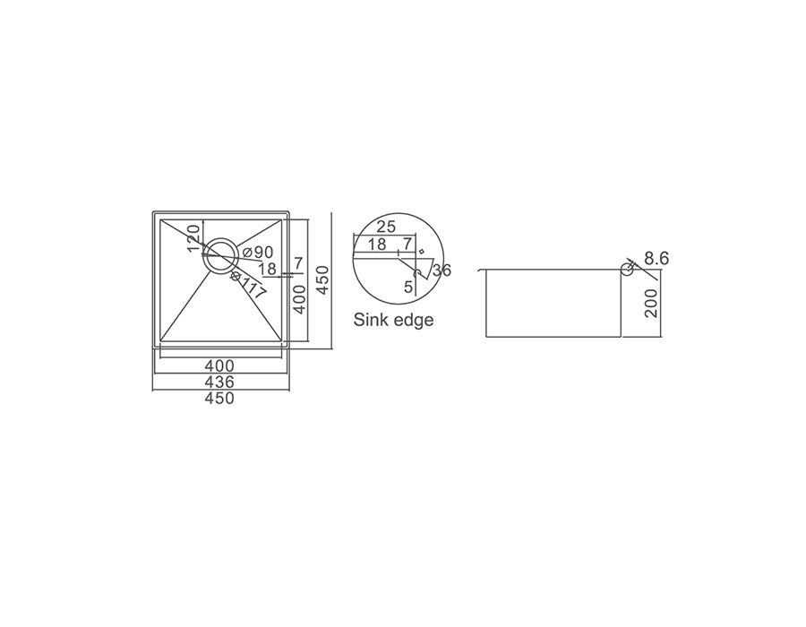 IMPACT 32L Counter Top Sink with Waste