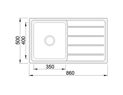 IMPACT 28L Counter Top Sink with Drainer - Waste Included (LHB or RHB)