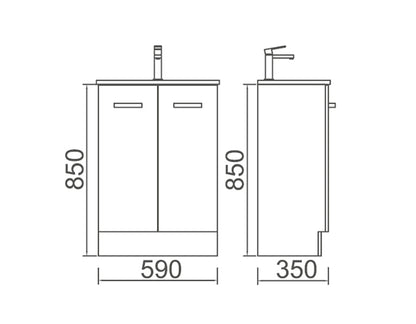 JUNIOR 60 Vanity with Ceramic Top