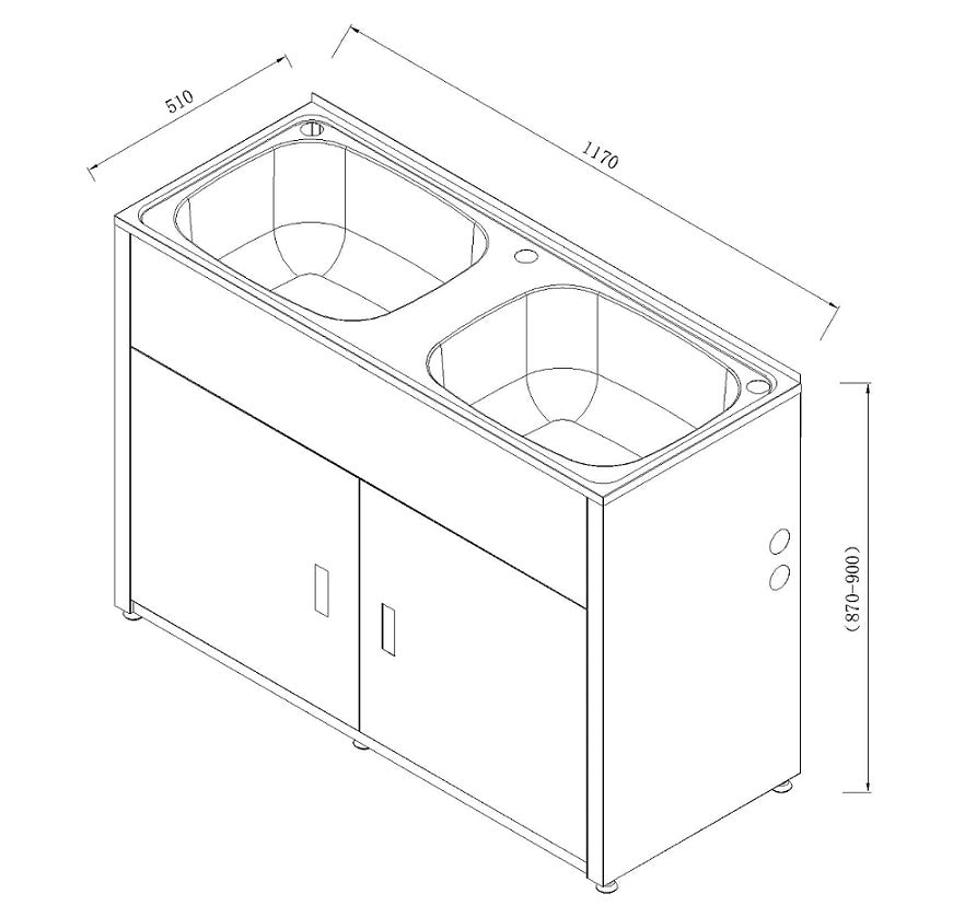 LAVASSA 45L Double Bowl Laundry Trough and Cabinet