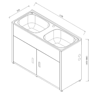 LAVASSA 45L Double Bowl Laundry Trough and Cabinet