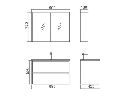 NEON Wall Hung Vanity with Ceramic Top