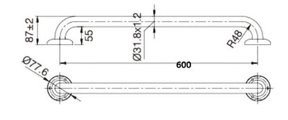 MOBI CARE 600mm Stainless Steel Grab Rail