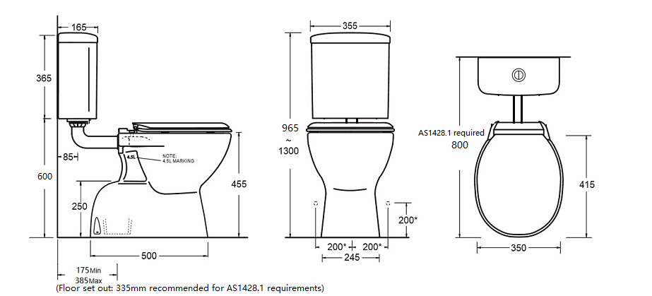 BESTCARE Toilet Suite with Blue Seat