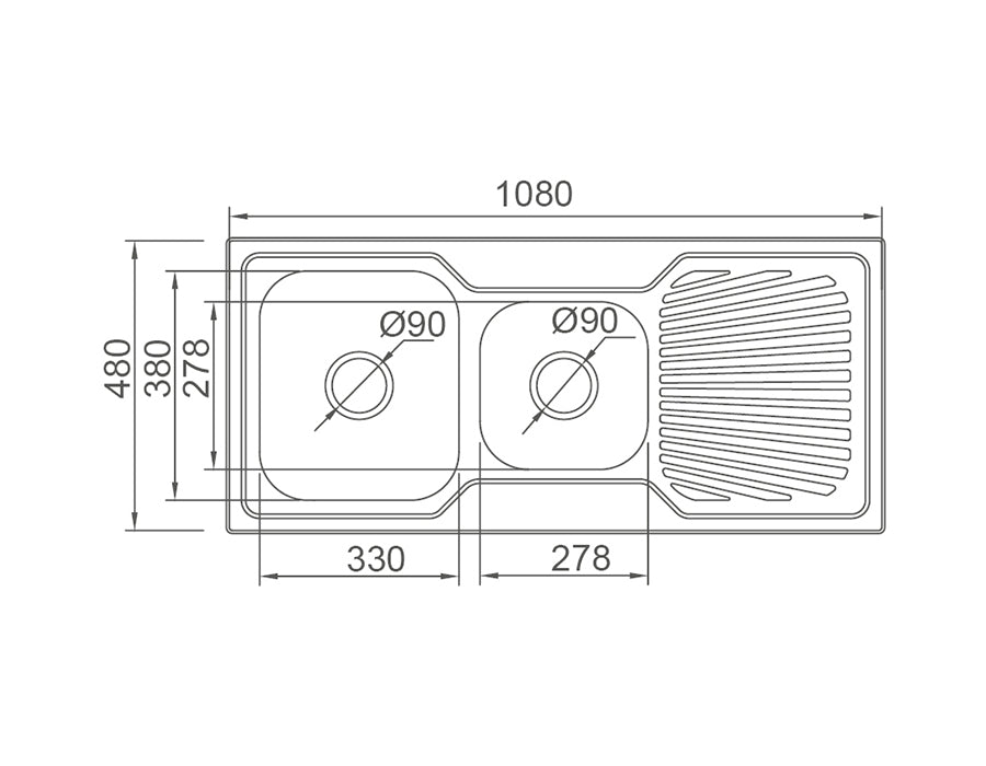 DANTE Square Edge 1 & 3/4 Bowl Sink with Drainer