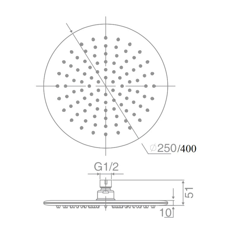 DOCCIA 250mm Round Shower Head