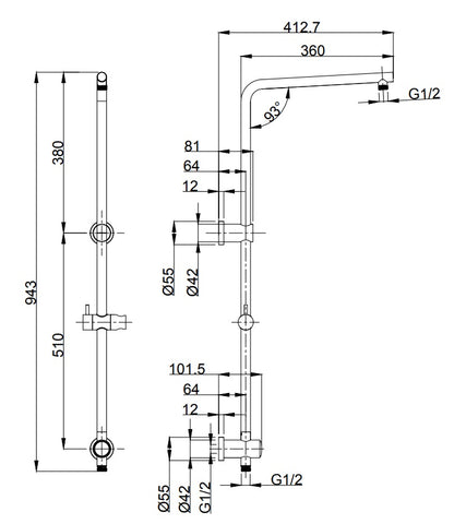 KENZO Round Multifunction Shower Rail