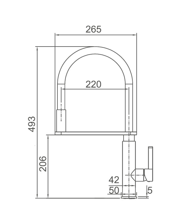 KENZO Chrome Sink Mixer with Black Hose