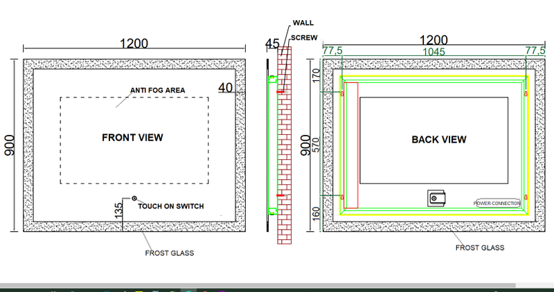 1200mm Anti Fog Mirror with LED Light