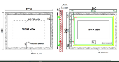 1200mm Anti Fog Mirror with LED Light