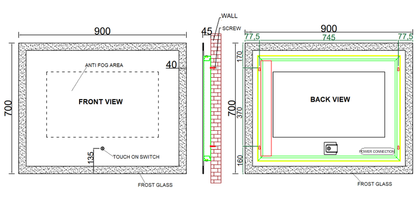 900mm Anti Fog Mirror with LED Light