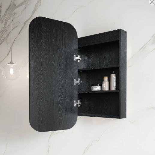 LED Newport Soft Square Shaving Cabinet Black Oak