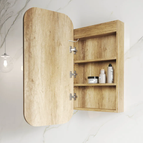 LED Newport Soft Square Shaving Cabinet Natural Oak