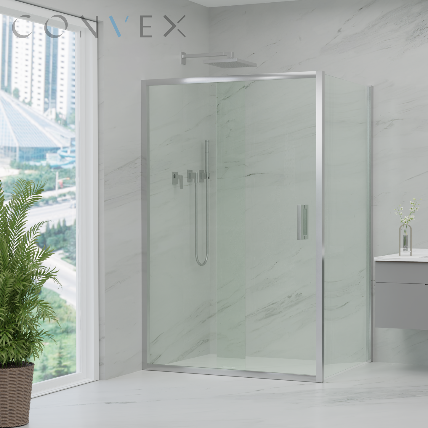 Semi-Frameless Sliding Shower Screen Chrome