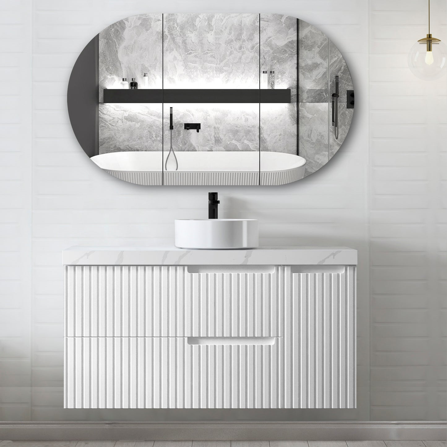 Noosa 1200mm Satin White Wall Hung Cabinet Only