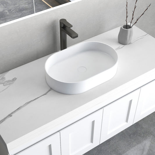 Noosa Solid Surface Matte White Basin 585 x 385 x 110 mm (No Overflow)