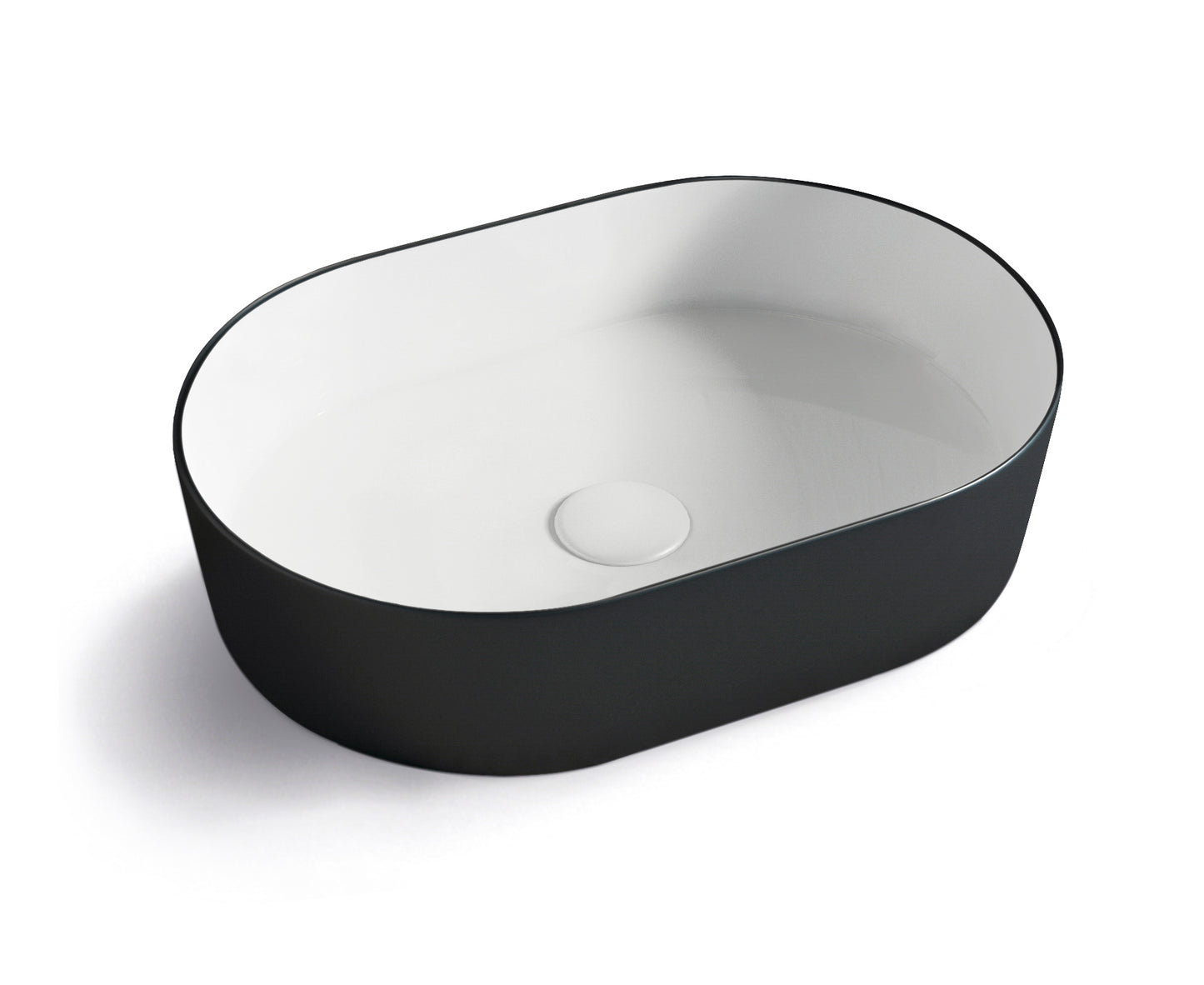 Oval Basin Matte Black & Gloss White 500X340